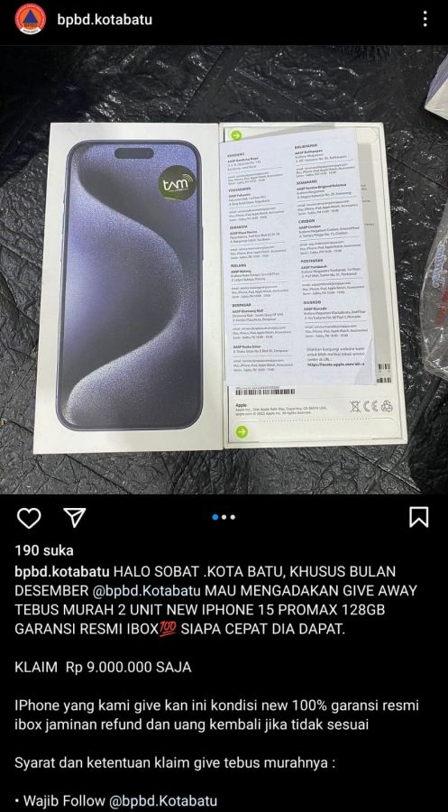 Akun Instagram BPBD Pemkot Batu Terkena Serangan Hacker, Agung Sedayu: Mohon Untuk Tidak Difollow