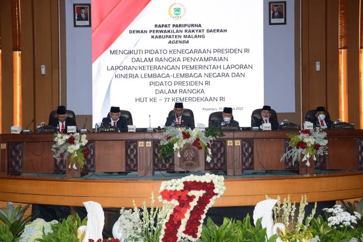 DPRD Kabupaten Malang Gelar Paripurna Pidato Presiden Sidang Tahunan MPR 2022