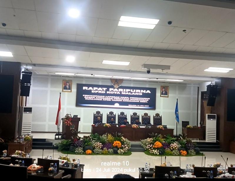 DPRD Kota Malang Gelar Paripurna Hasil Pembahasan Anggaran Kebijakan KUPA dan PPAS Tahun 2024