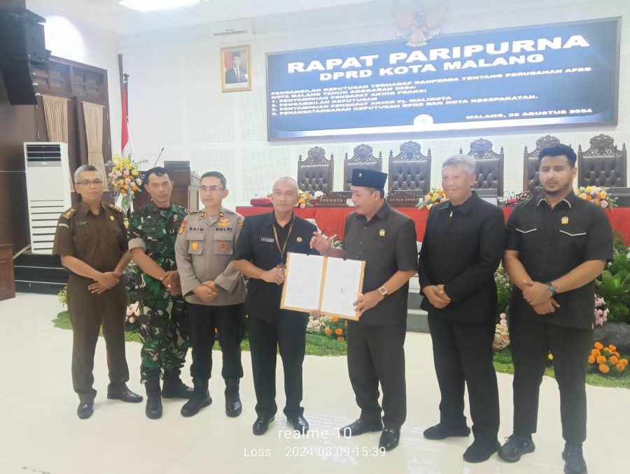 Enam Fraksi DPRD Kota Malang Setujui Raperda Perubahan APBD Kota Malang Tahun 2024