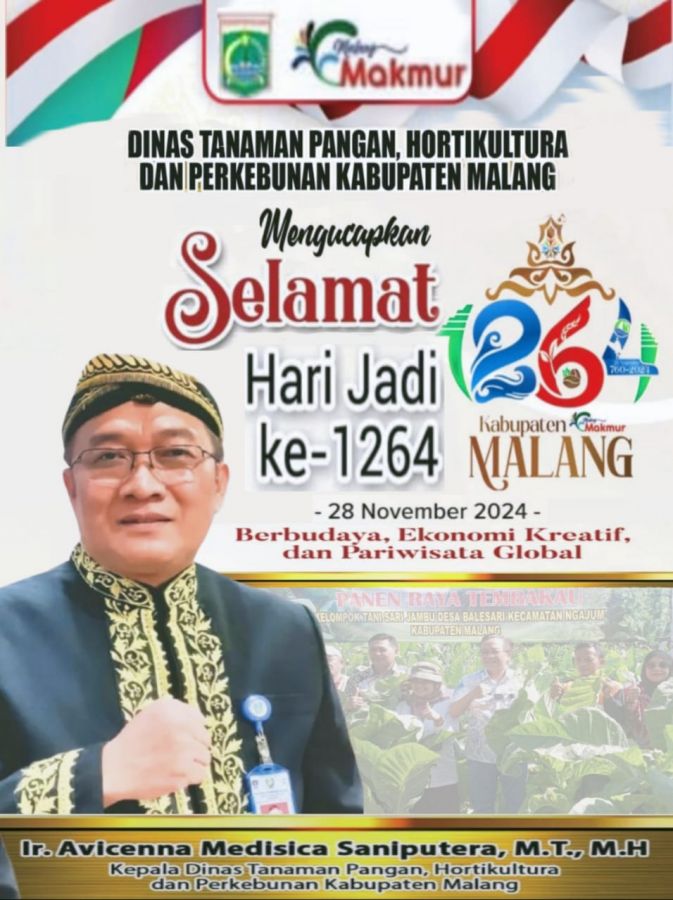 Kadis Tanaman Pangan, Hortikultura, dan Perkebunan Ucapkan Selamat Hari Kab. Malang ke 1264
