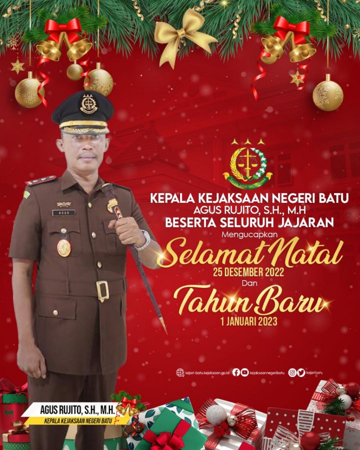 Kepala Kejaksaan Negeri Batu Mengucapkan Selamat Natal dan Tahun Baru 2023