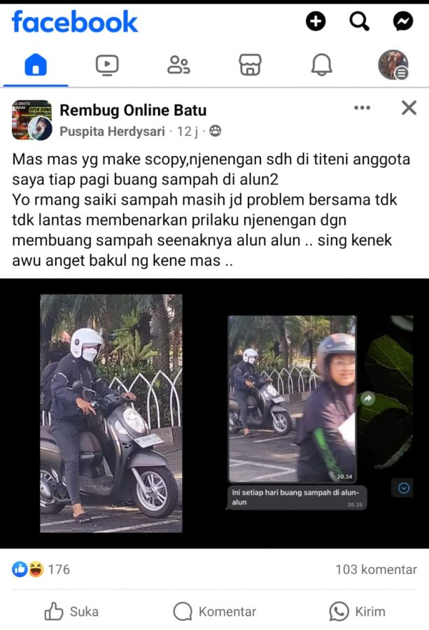 Oknum Masyarakat Diduga Buang Sampah Sembarangan, Jadi Viral di Medsos Rembug Online Batu