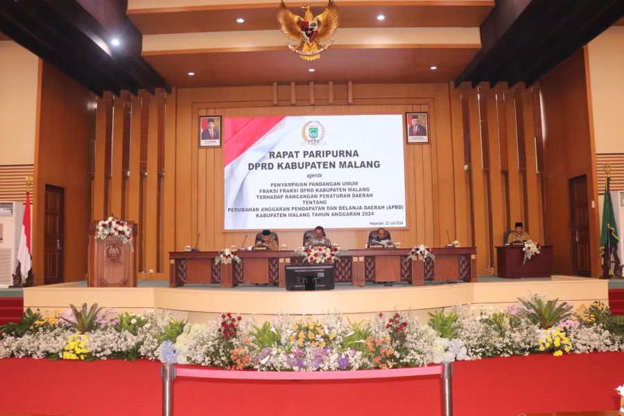 Paripurna Fraksi Partai dan DPRD Kab. Malang Bahas Raperda Perubahan APBD Tahun Anggaran 2024