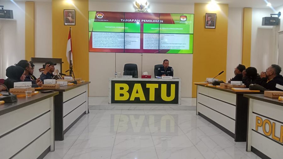 Polres Batu Gelar Jumpa Pers Sosialisasi Pelaksanaan Pilkada 2024 Dengan Wartawan