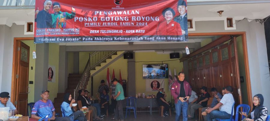 Tampung Aspirasi Masyarakat, DPC PDI Perjuangan Ranting Desa Tulungrejo Dirikan Posko Gotong Royong
