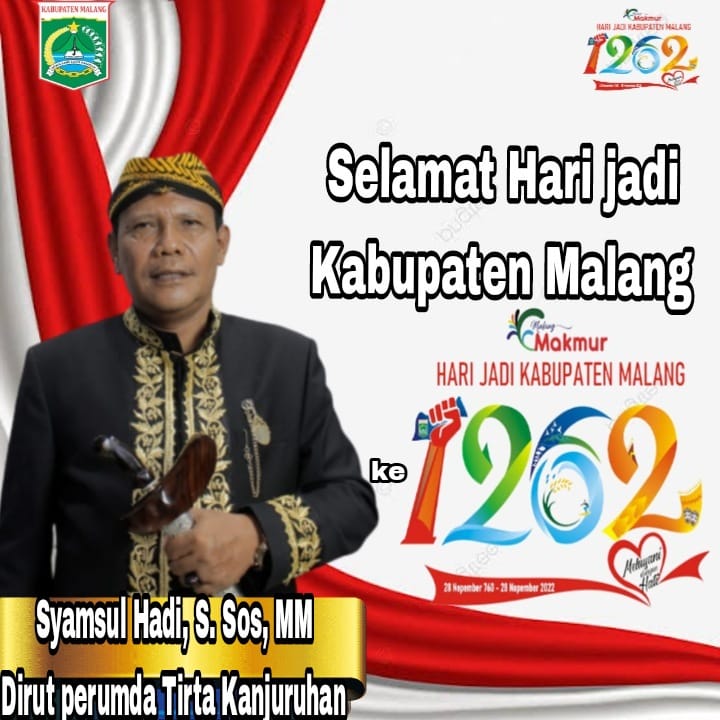 Ucapan Selamat Hari Jadi Kab. Malang ke 1262 Dirut Perumda Tirta Kanjuruhan